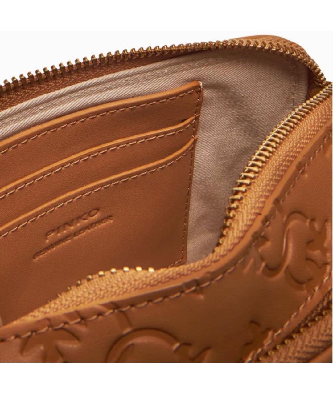 PINKO Коричневая кожаная сумка через плечо, фото 4