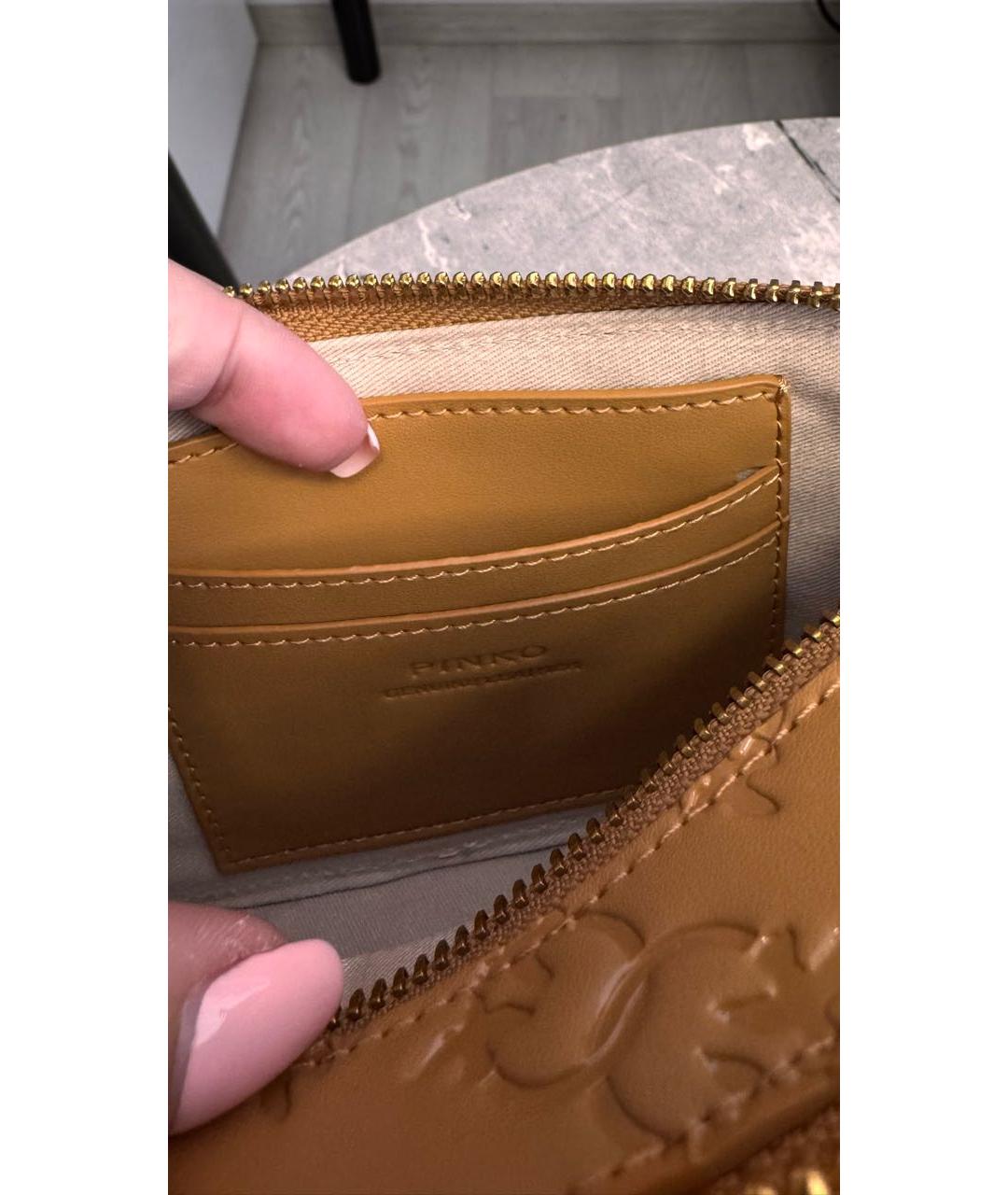 PINKO Коричневая кожаная сумка через плечо, фото 7