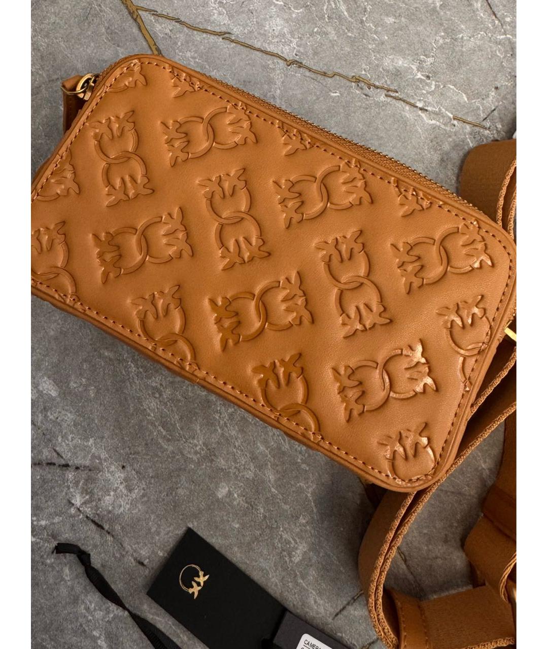 PINKO Коричневая кожаная сумка через плечо, фото 8