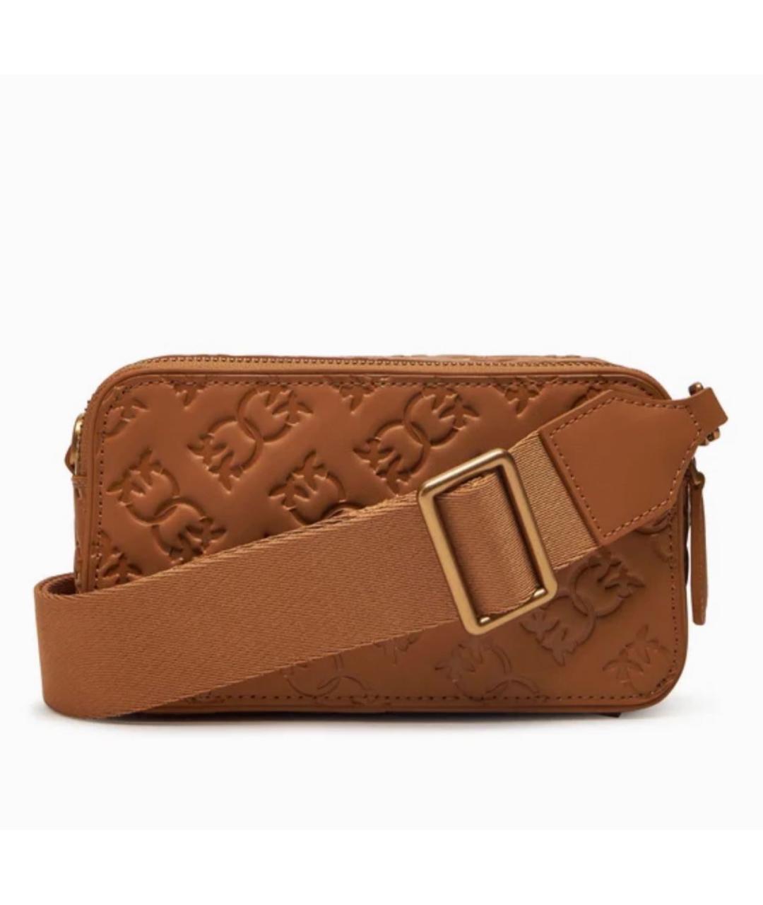 PINKO Коричневая кожаная сумка через плечо, фото 3