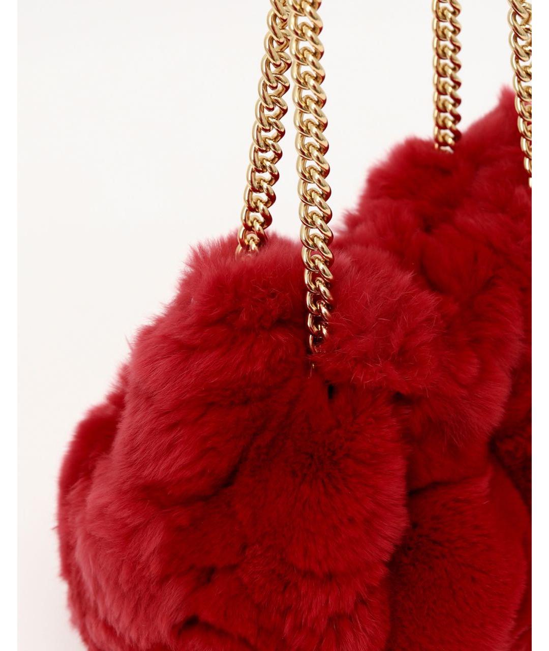 CHANEL Красная меховая сумка через плечо, фото 5