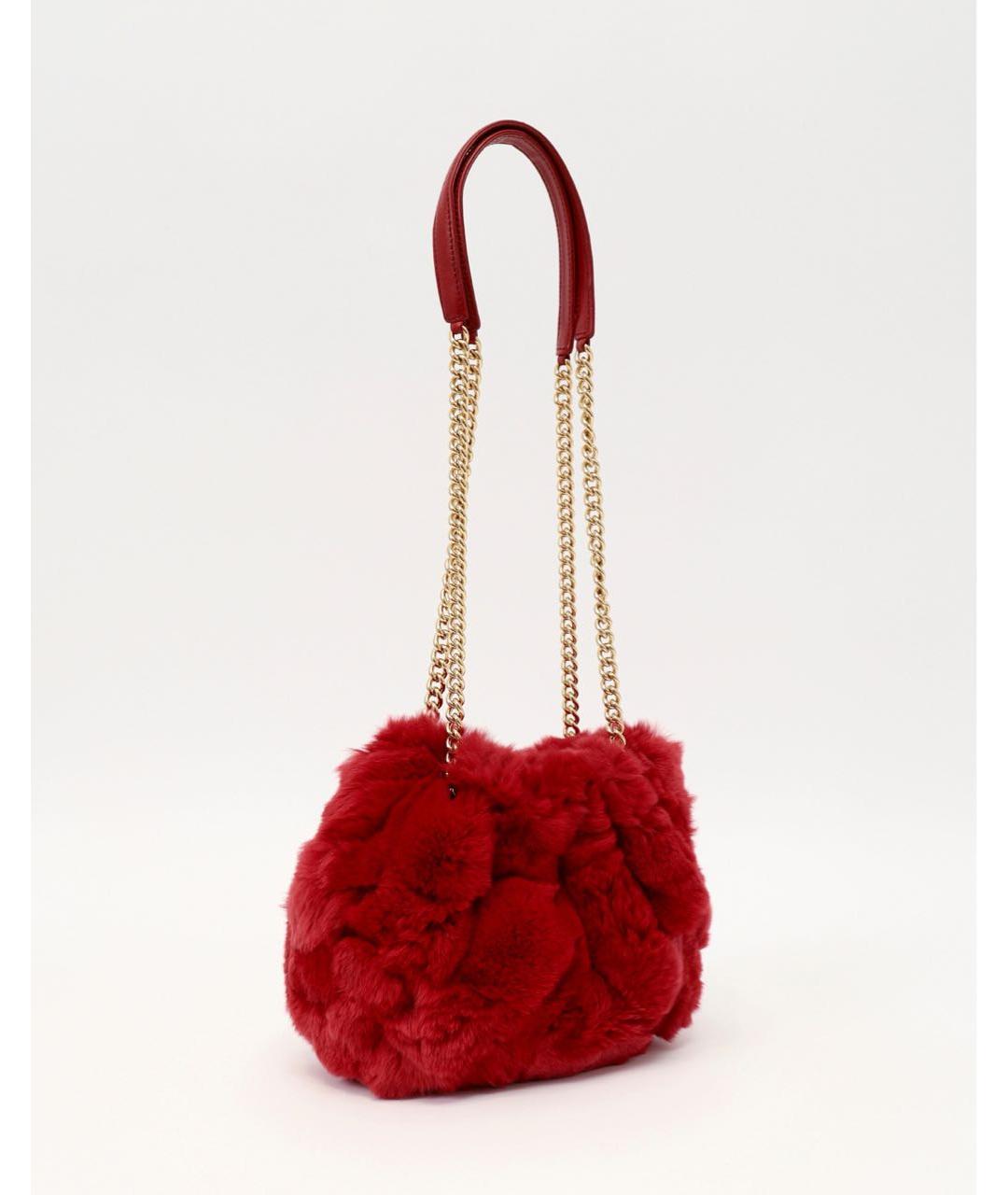 CHANEL Красная меховая сумка через плечо, фото 3