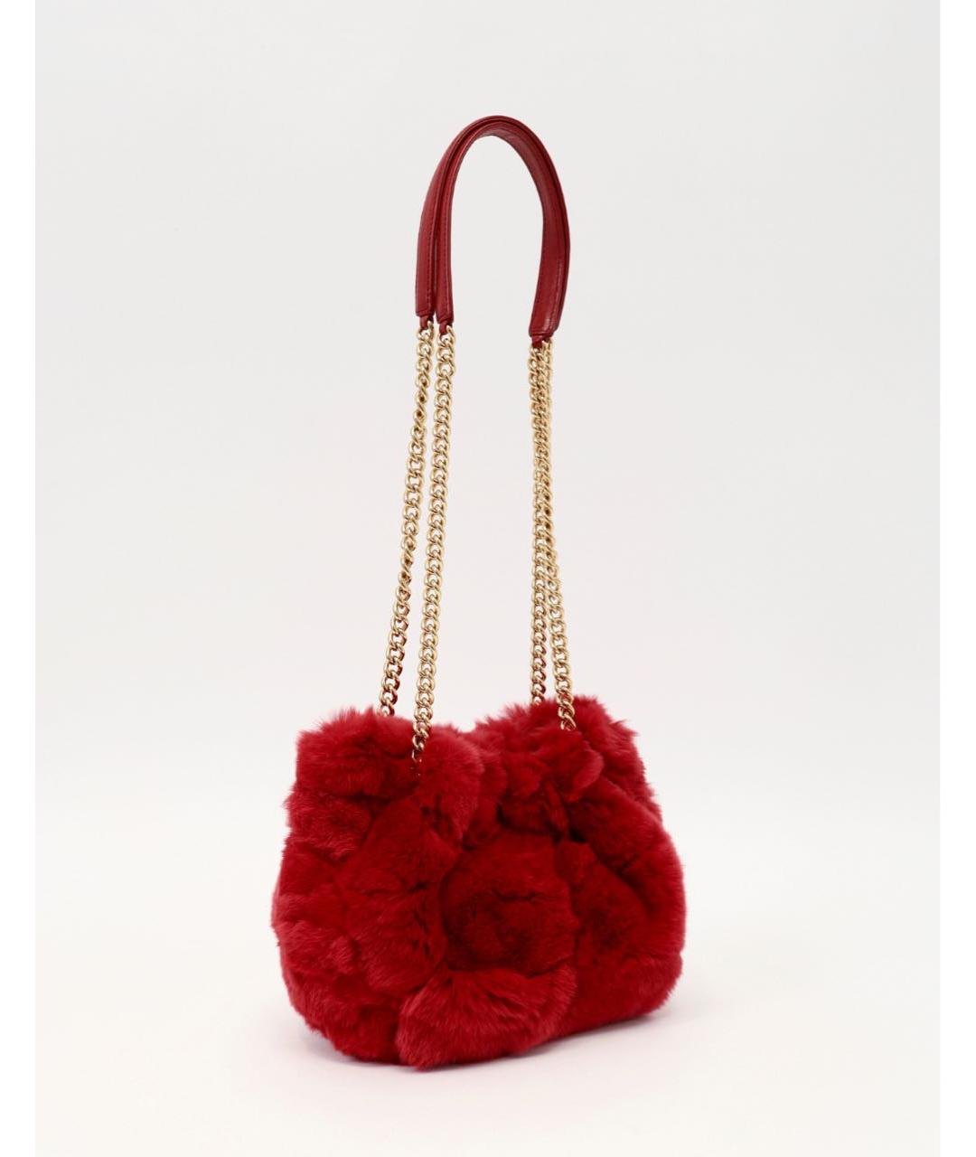 CHANEL Красная меховая сумка через плечо, фото 4