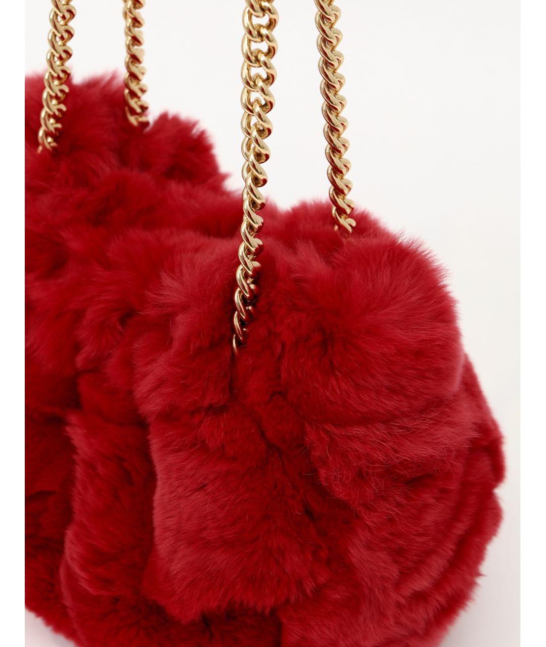 CHANEL Красная меховая сумка через плечо, фото 6