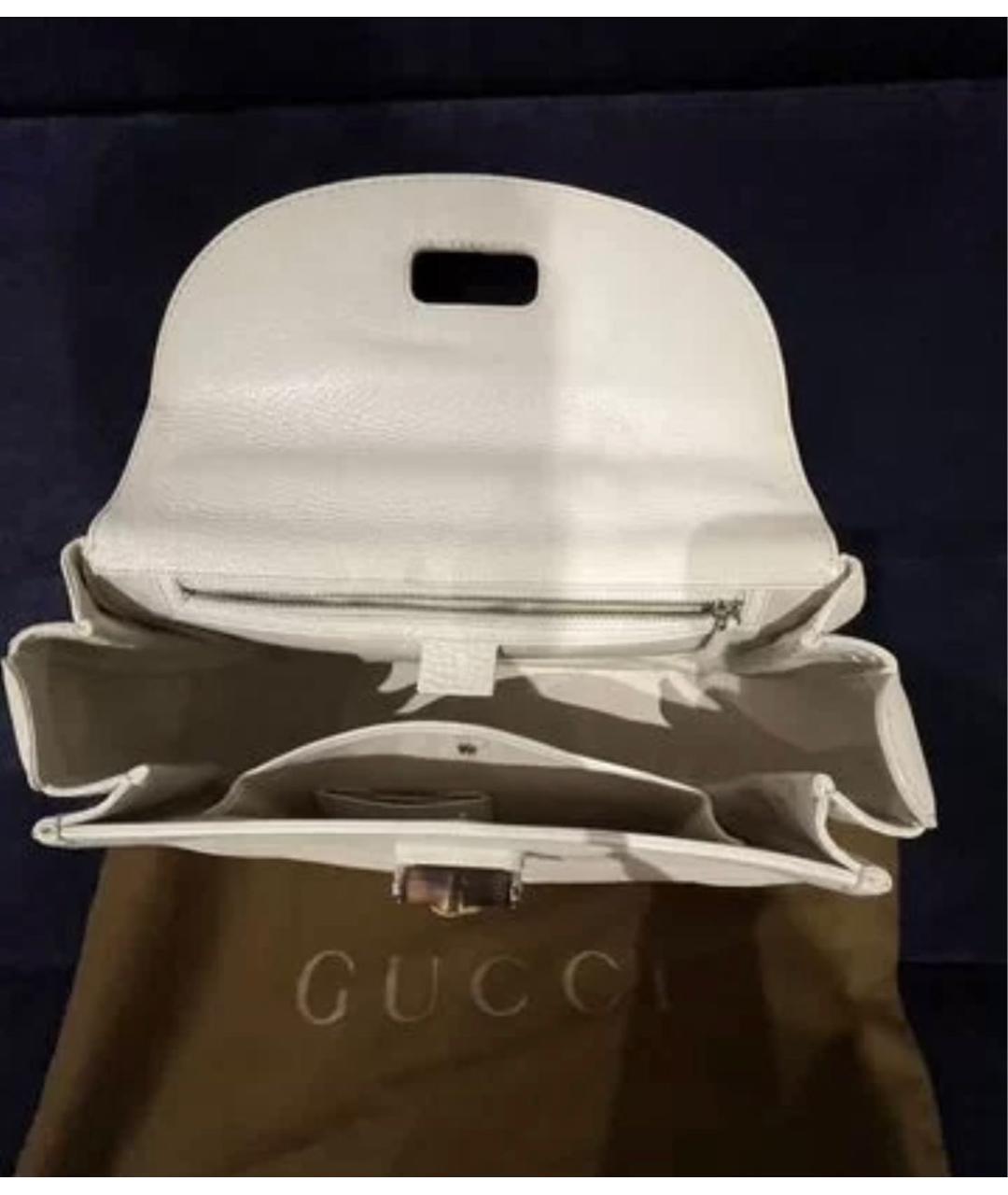 GUCCI Белая кожаная сумка с короткими ручками, фото 3
