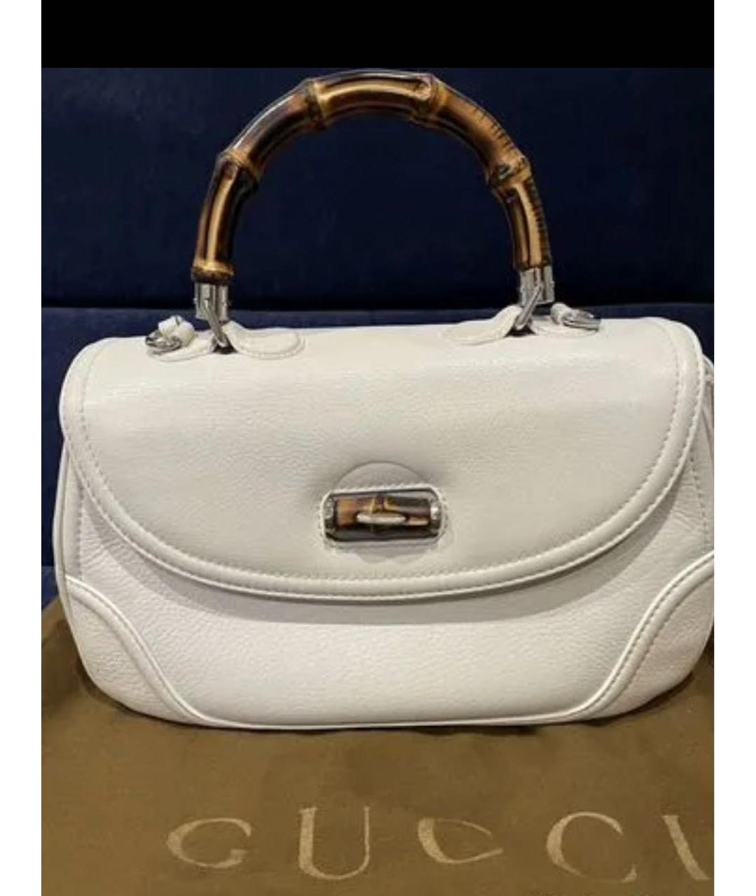 GUCCI Белая кожаная сумка с короткими ручками, фото 5