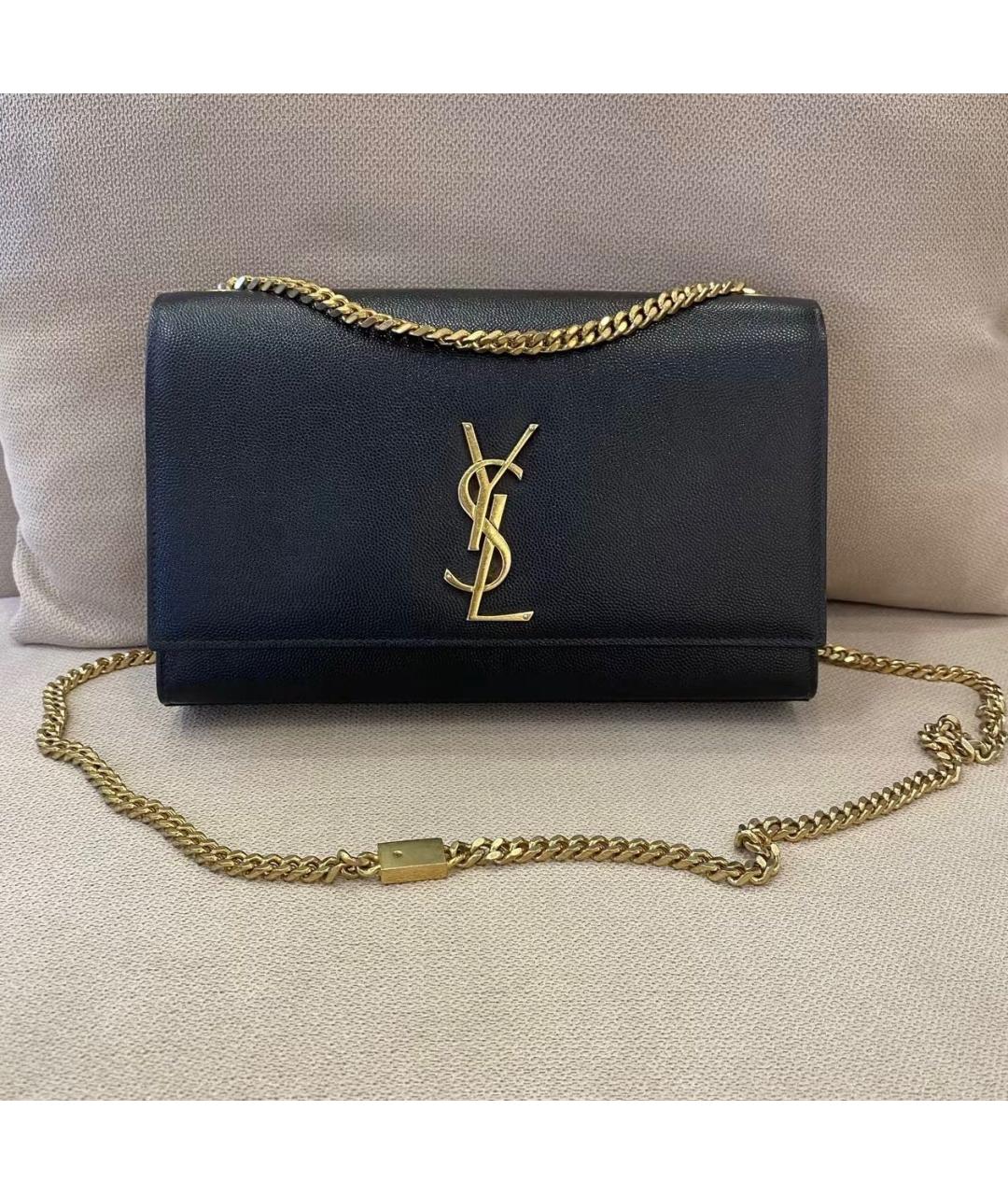 SAINT LAURENT Черная кожаная сумка через плечо, фото 9