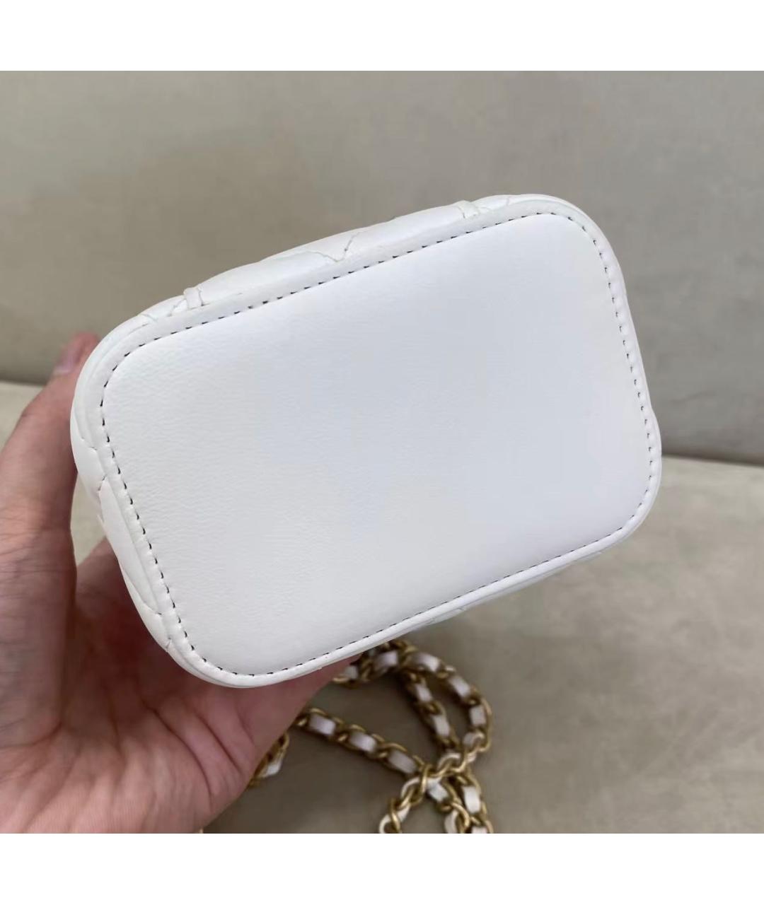 CHANEL Белая кожаная сумка через плечо, фото 5