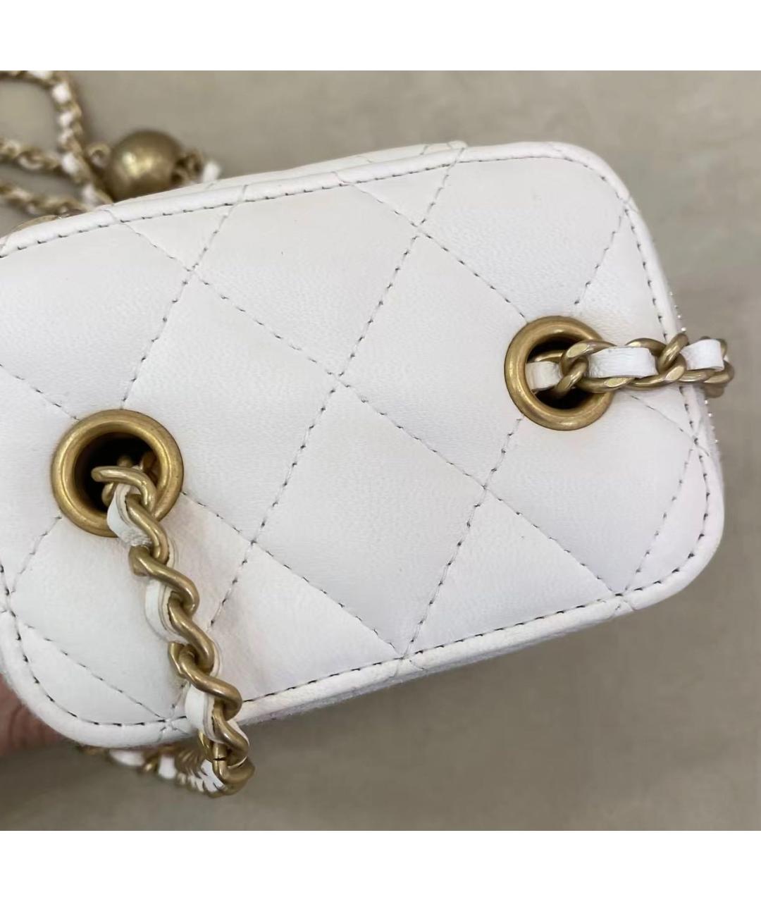 CHANEL Белая кожаная сумка через плечо, фото 6