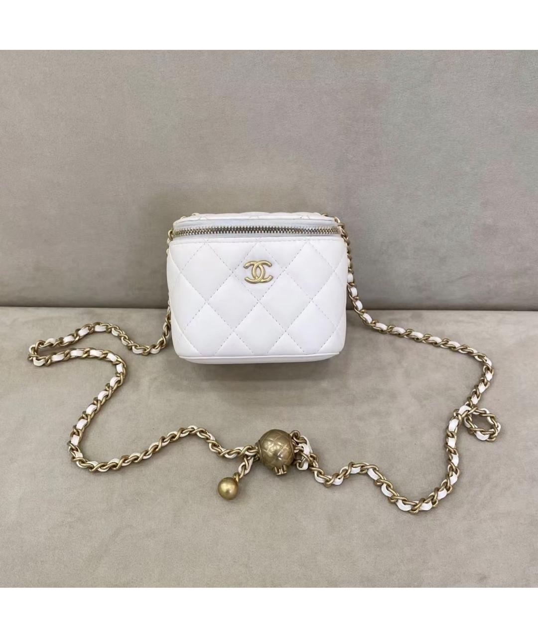 CHANEL Белая кожаная сумка через плечо, фото 8