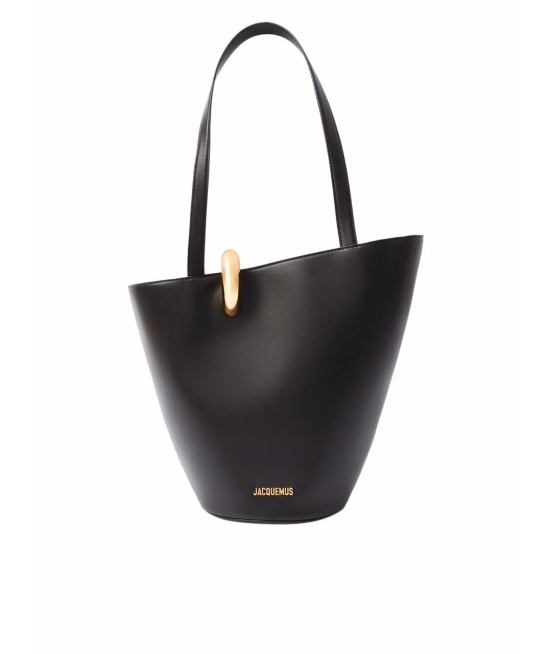 JACQUEMUS Черная кожаная сумка тоут, фото 1