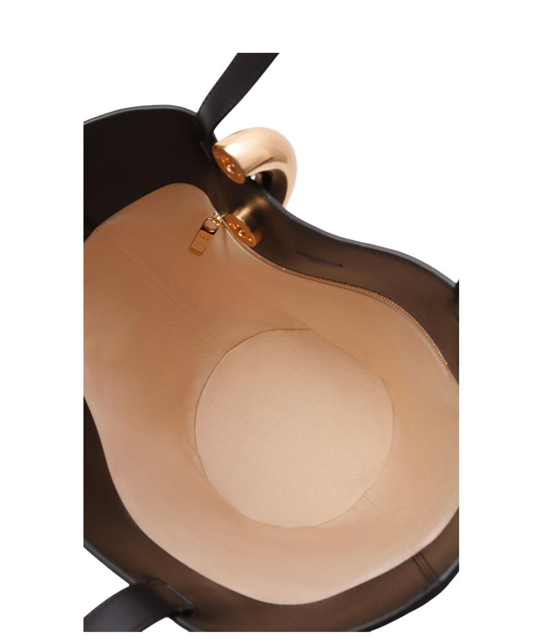 JACQUEMUS Черная кожаная сумка тоут, фото 4