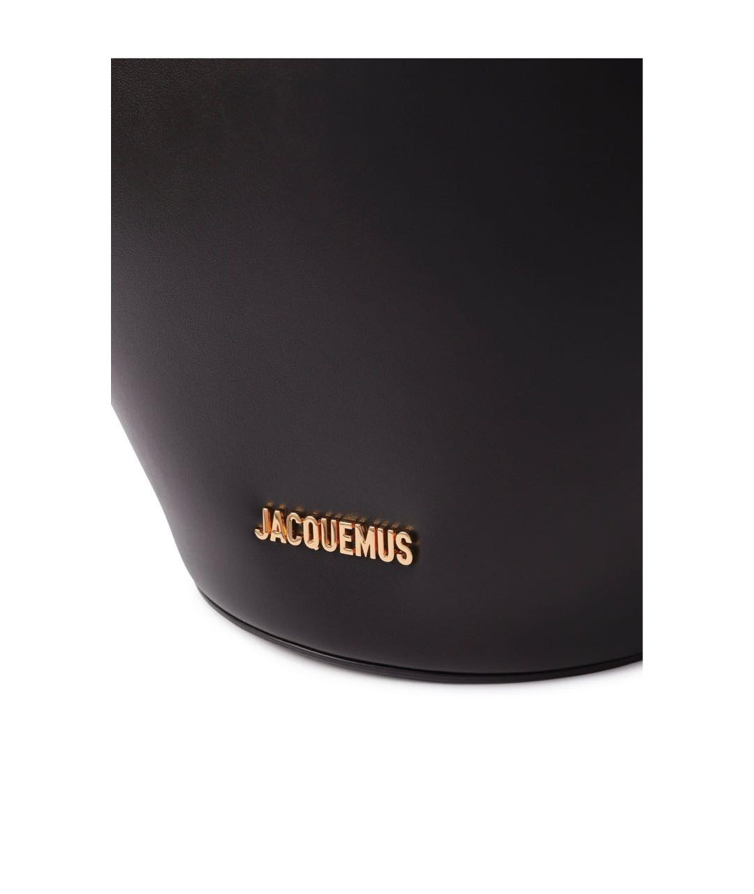 JACQUEMUS Черная кожаная сумка тоут, фото 2