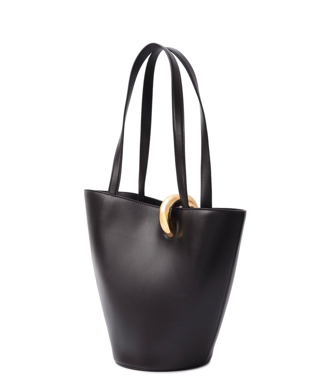 JACQUEMUS Черная кожаная сумка тоут, фото 3