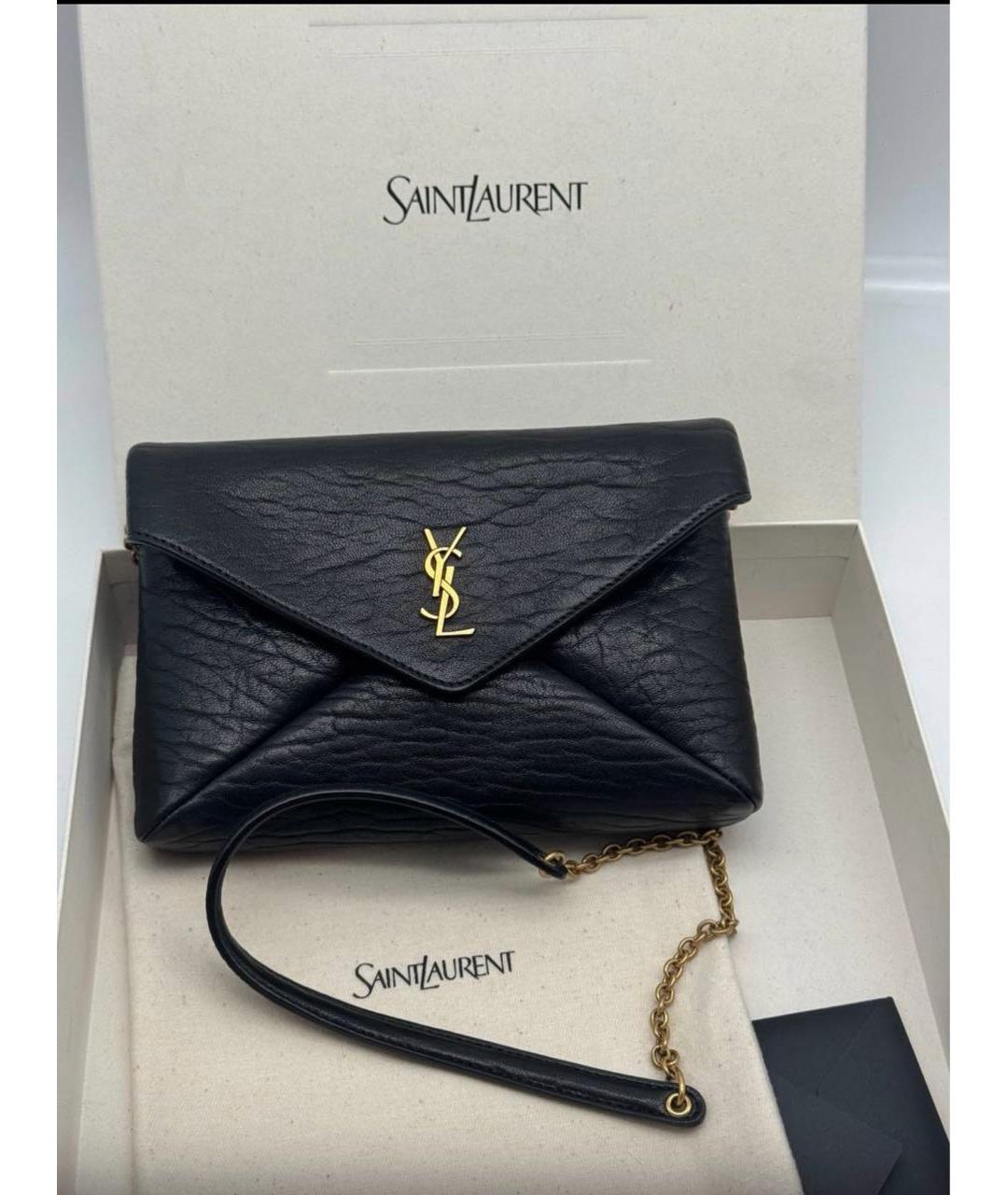 SAINT LAURENT Черная кожаная сумка через плечо, фото 7