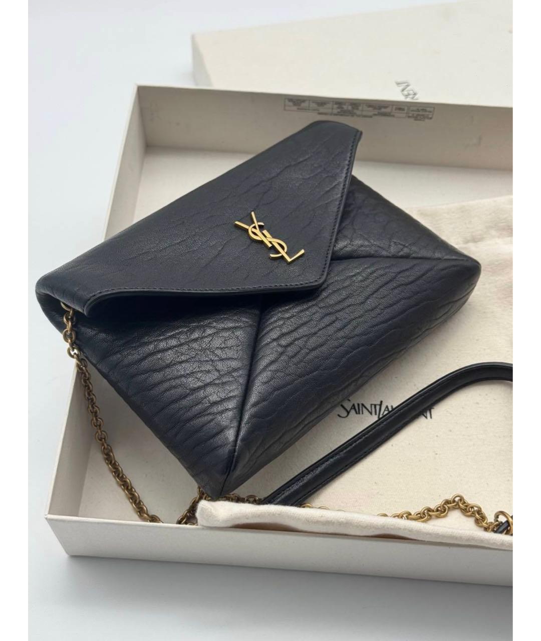 SAINT LAURENT Черная кожаная сумка через плечо, фото 2