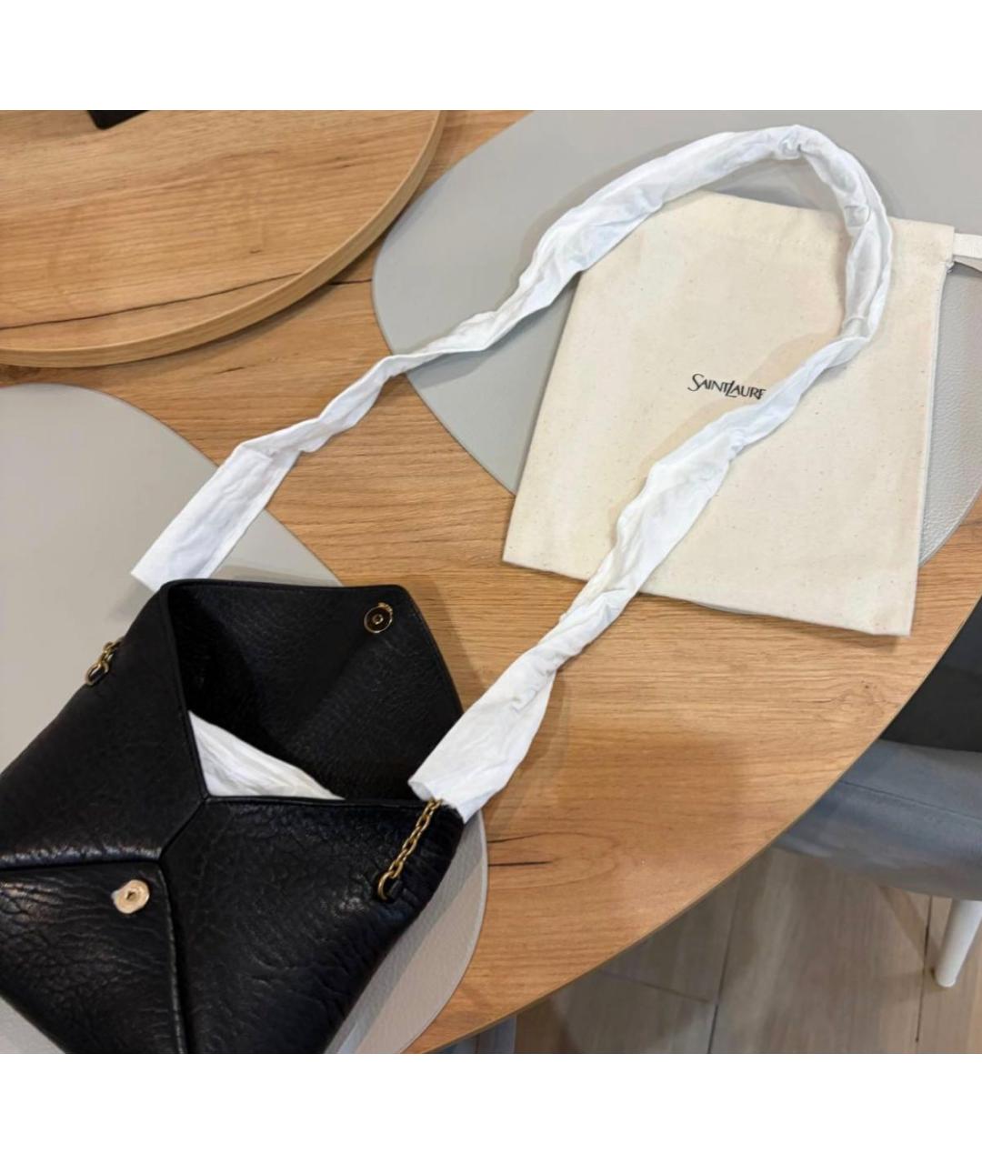 SAINT LAURENT Черная кожаная сумка через плечо, фото 6