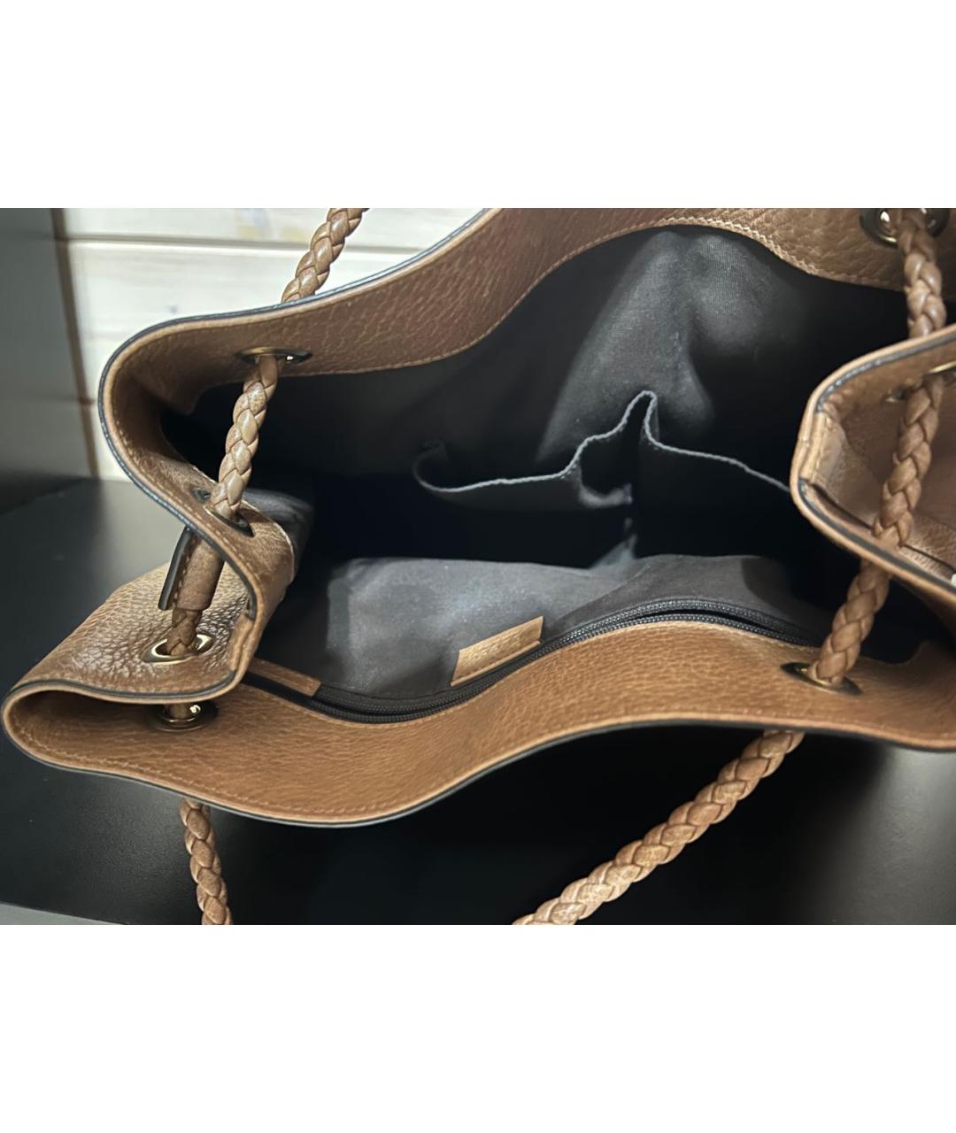 GUCCI Бежевая кожаная сумка с короткими ручками, фото 4