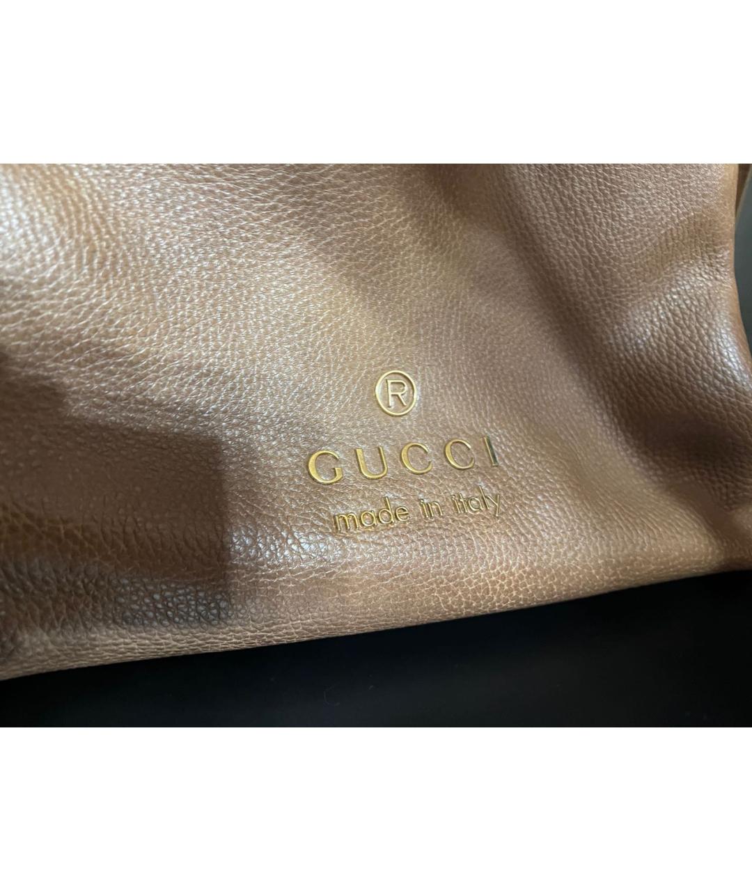 GUCCI Бежевая кожаная сумка с короткими ручками, фото 2