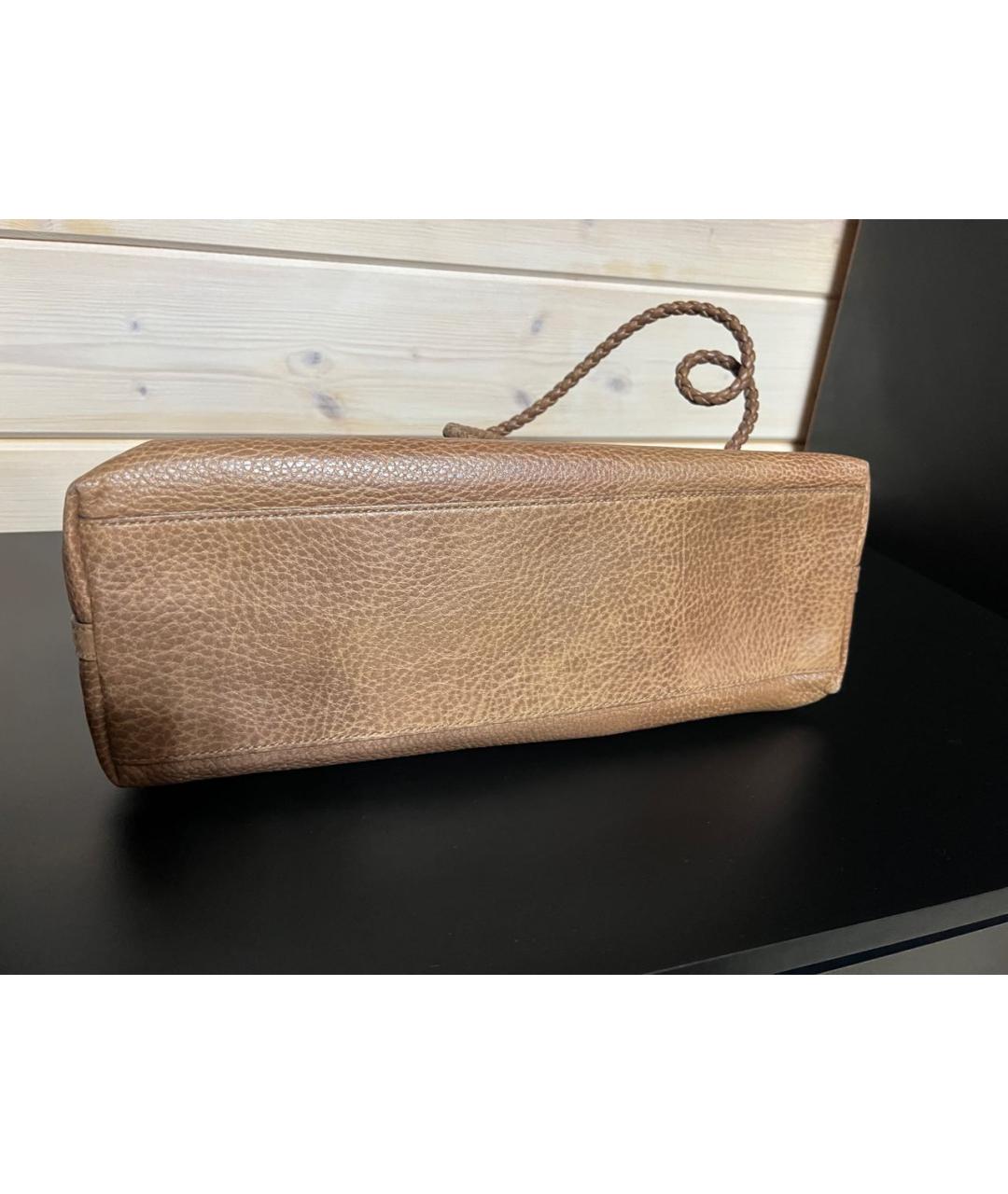 GUCCI Бежевая кожаная сумка с короткими ручками, фото 5