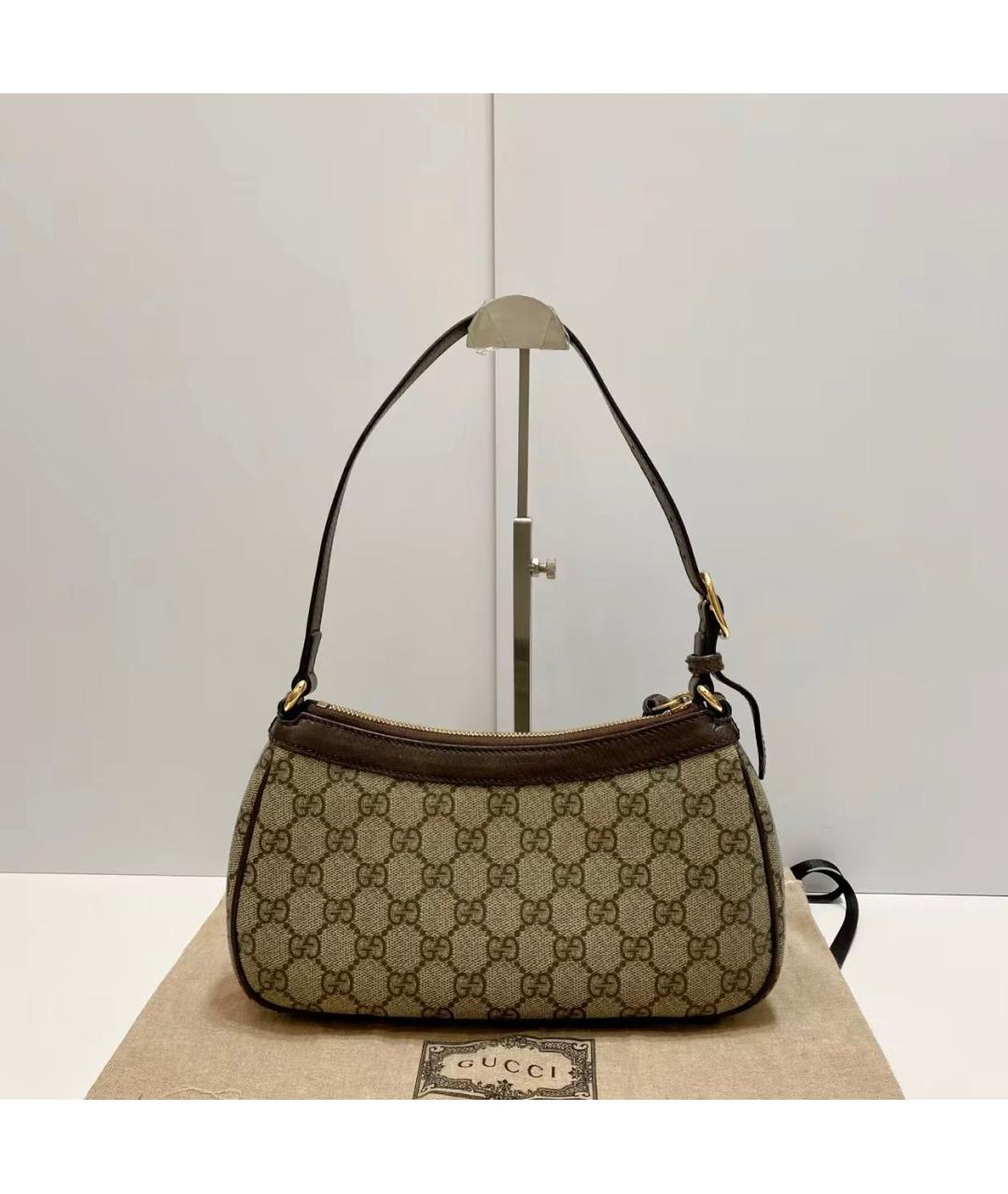 GUCCI Коричневая кожаная сумка с короткими ручками, фото 2