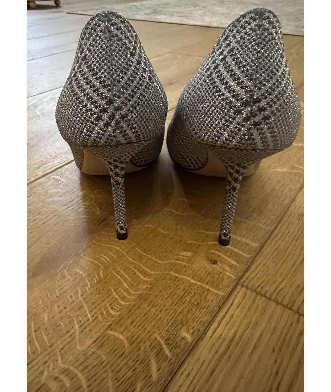 JIMMY CHOO Серебряные текстильные туфли, фото 3