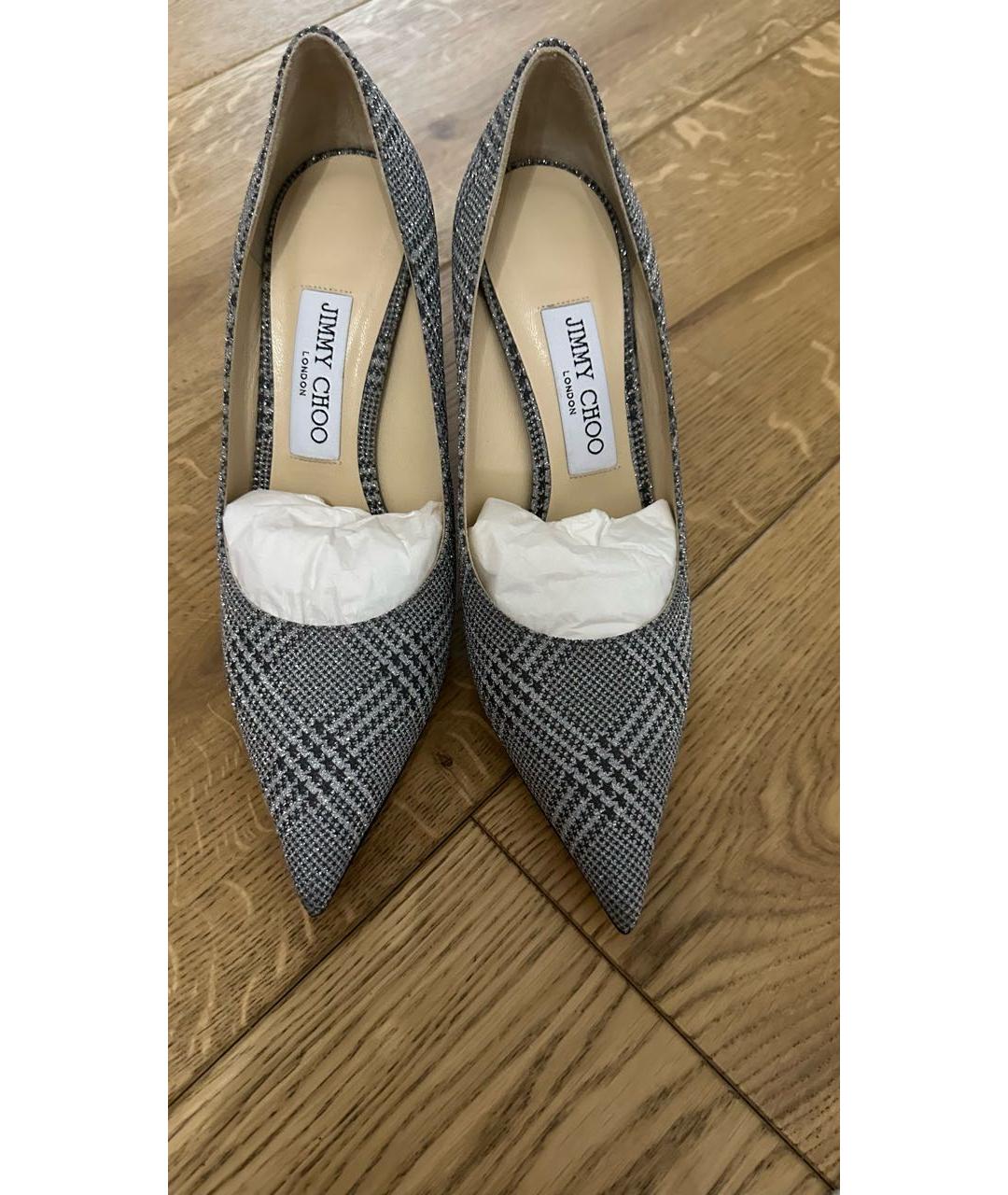 JIMMY CHOO Серебряные текстильные туфли, фото 2