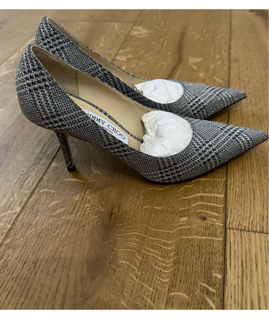 JIMMY CHOO Серебряные текстильные туфли, фото 5