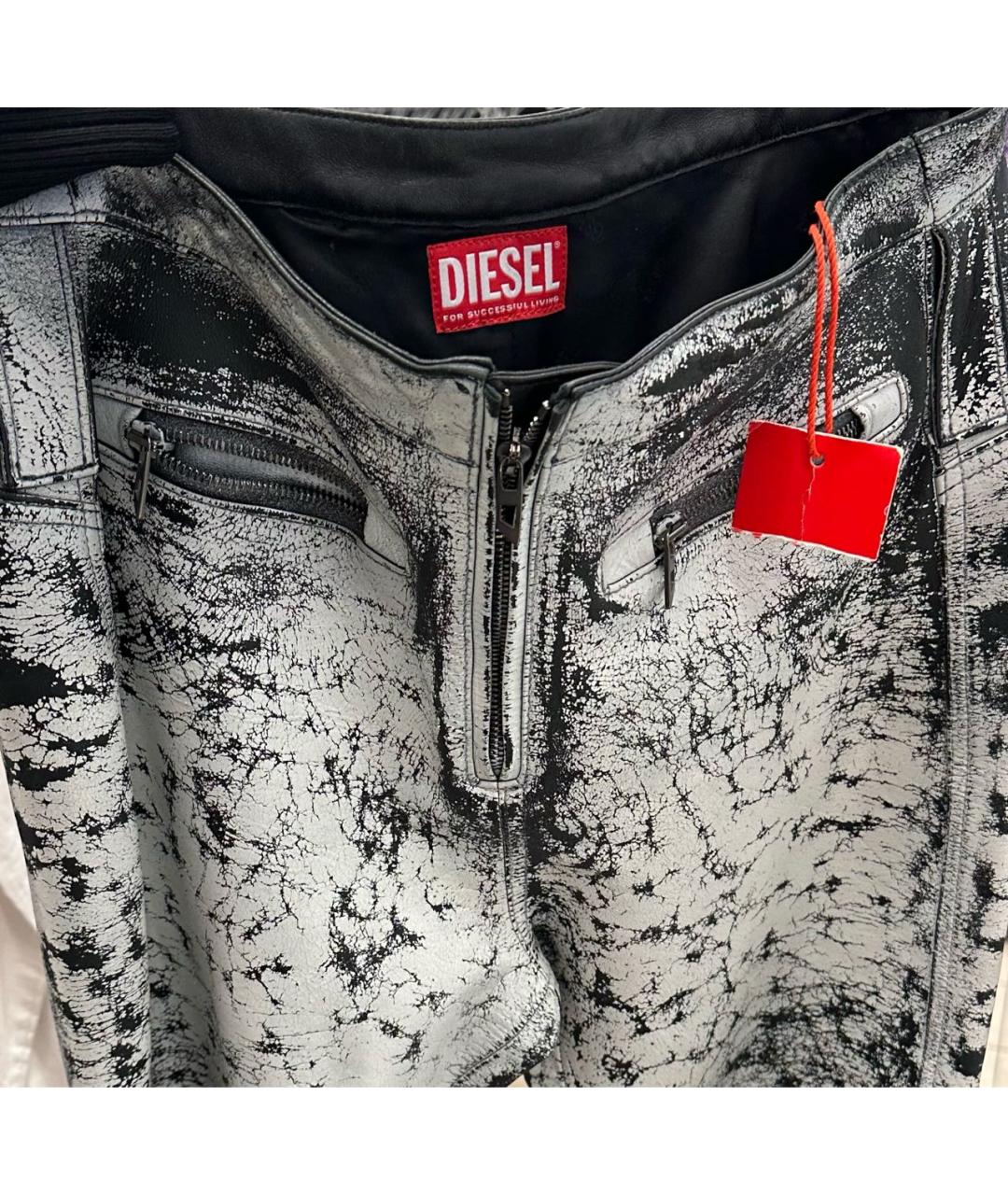 DIESEL Черные кожаные классические брюки, фото 4