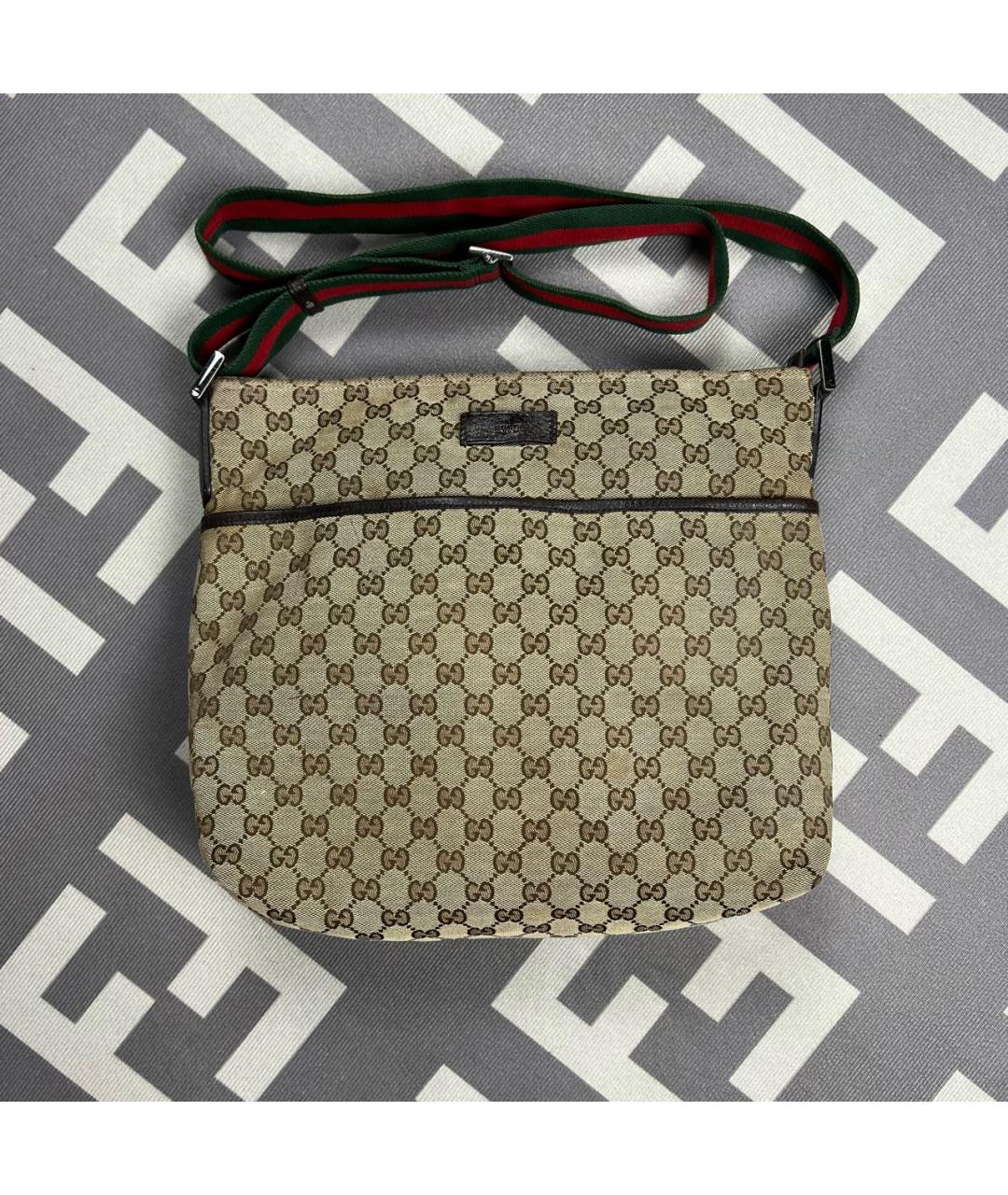 GUCCI Бежевая тканевая сумка на плечо, фото 6