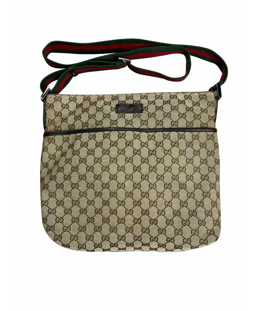 GUCCI Бежевая тканевая сумка на плечо, фото 1