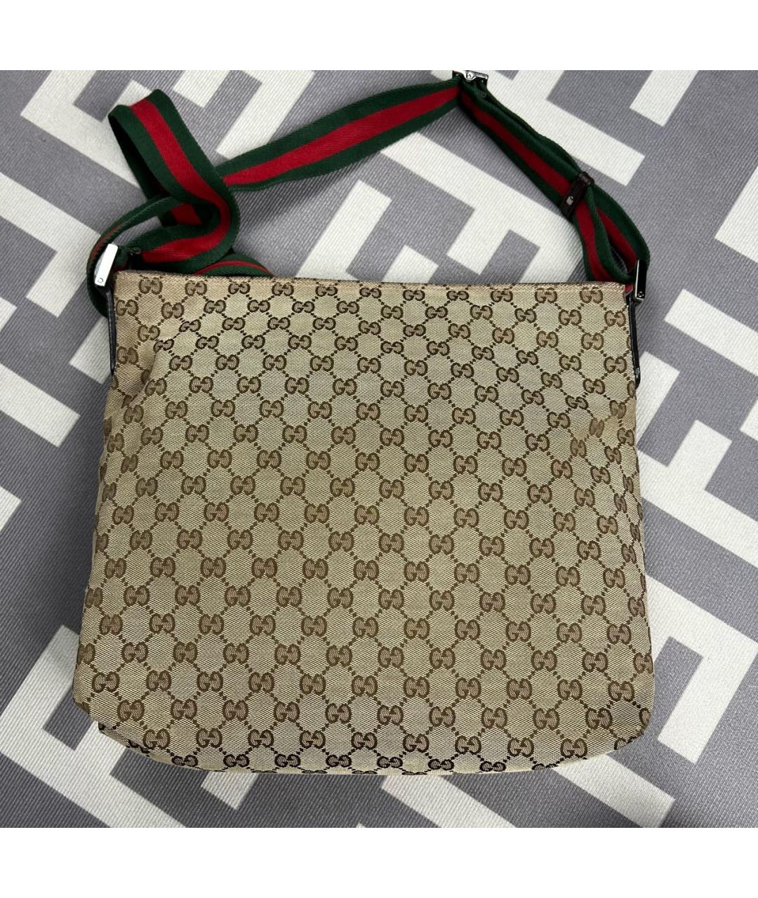 GUCCI Бежевая тканевая сумка на плечо, фото 2