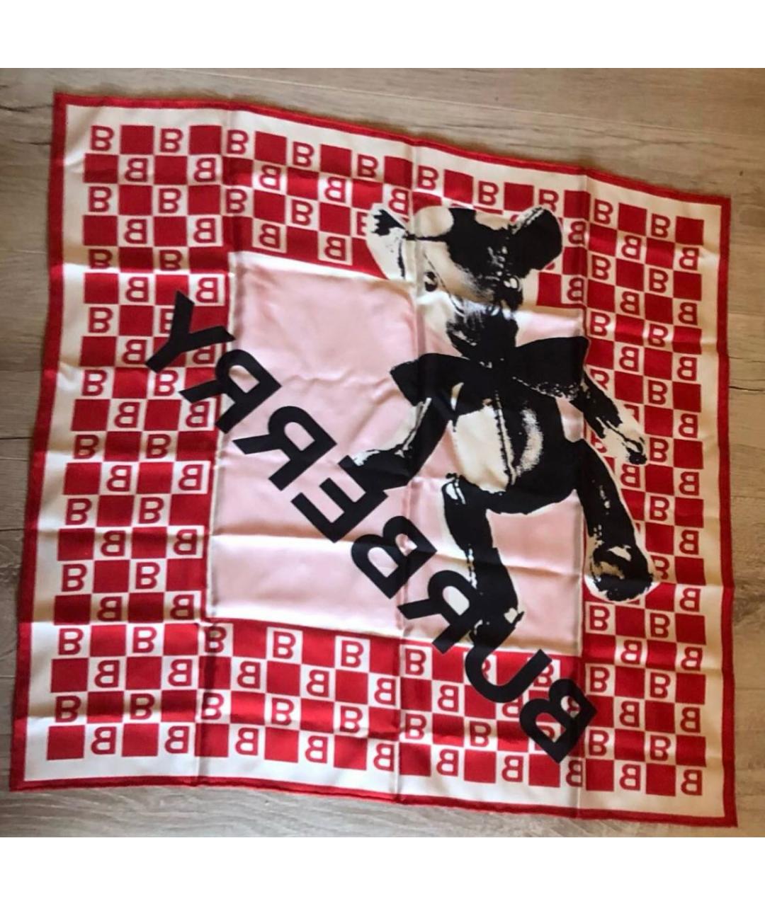 BURBERRY Красный шелковый платок, фото 2