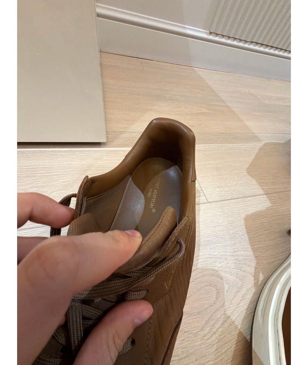 LOUIS VUITTON Коричневые кожаные низкие кроссовки / кеды, фото 8