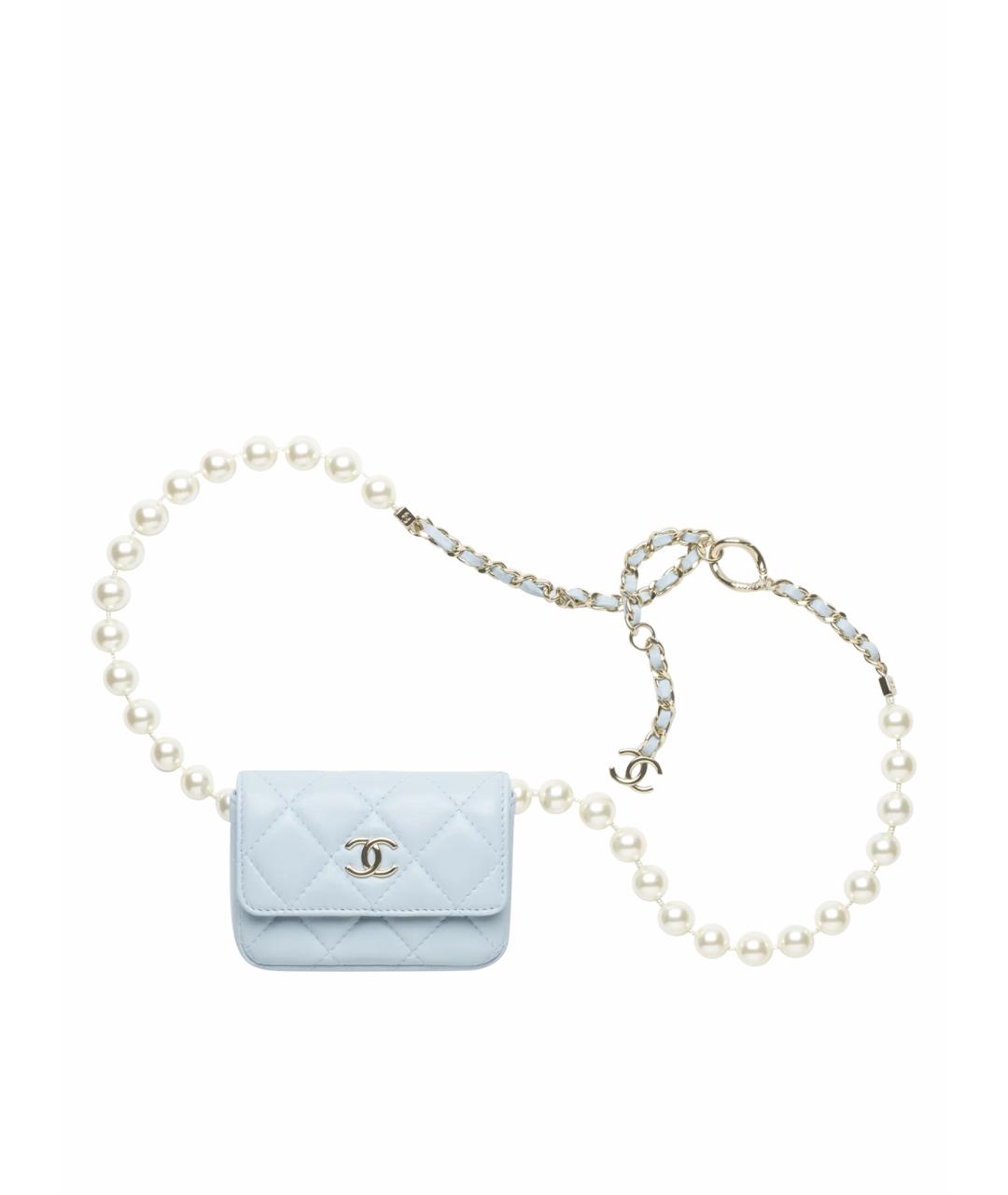 CHANEL Голубая кожаная поясная сумка, фото 1