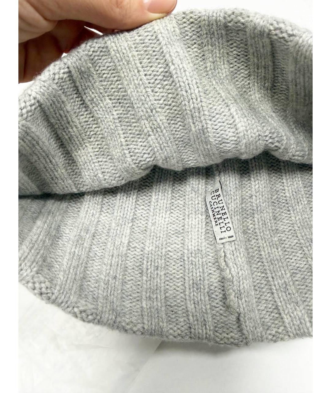 BRUNELLO CUCINELLI Серая кашемировая шапка, фото 2