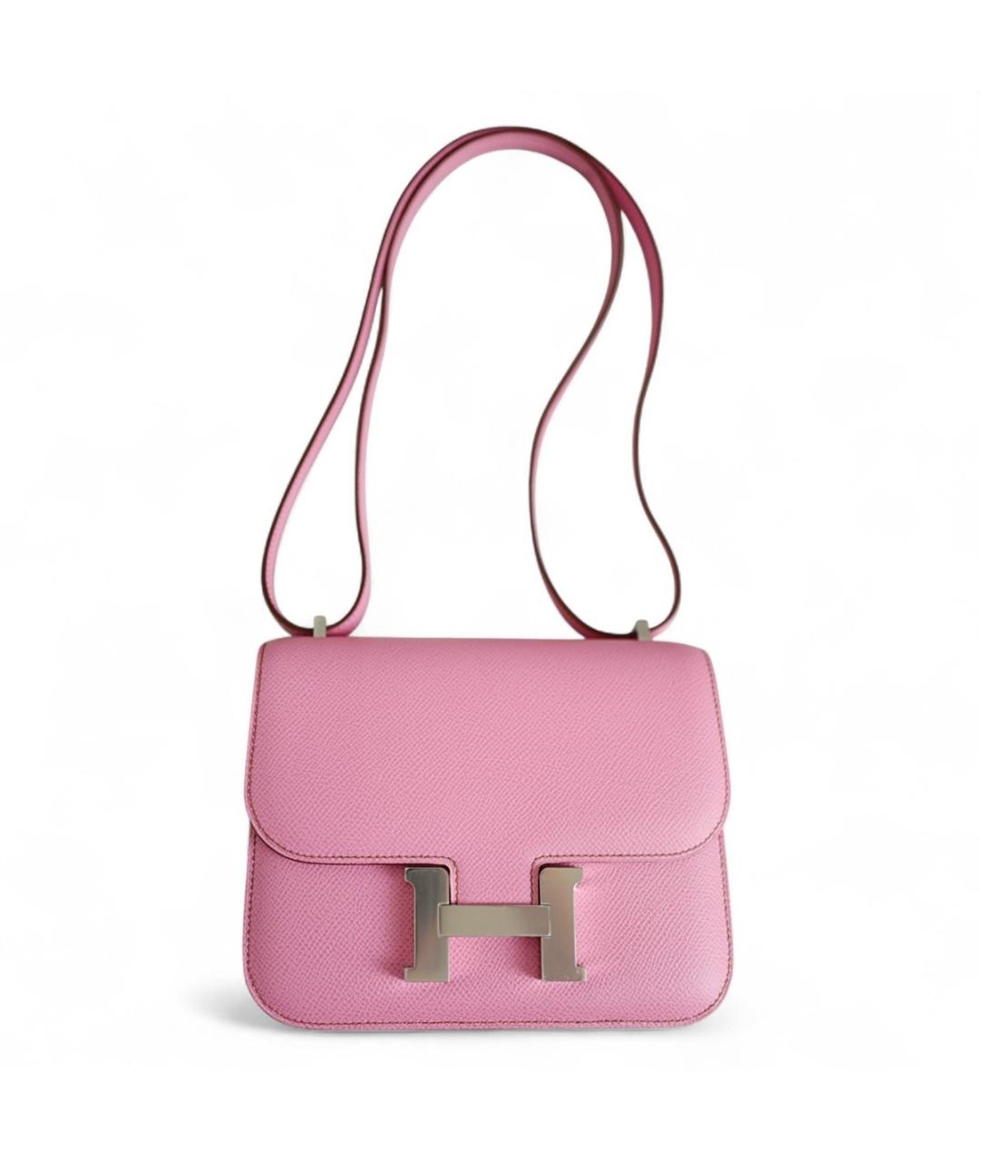 HERMES Розовая кожаная сумка через плечо, фото 1