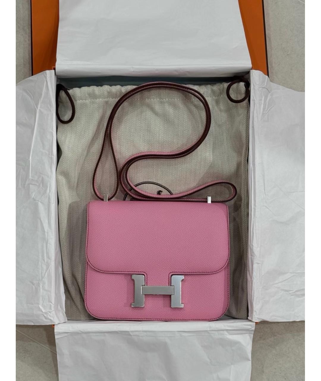 HERMES Розовая кожаная сумка через плечо, фото 2