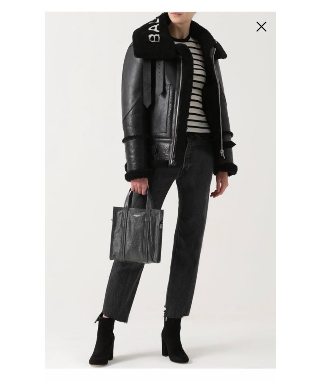 BALENCIAGA Черная кожаная дубленка, фото 4