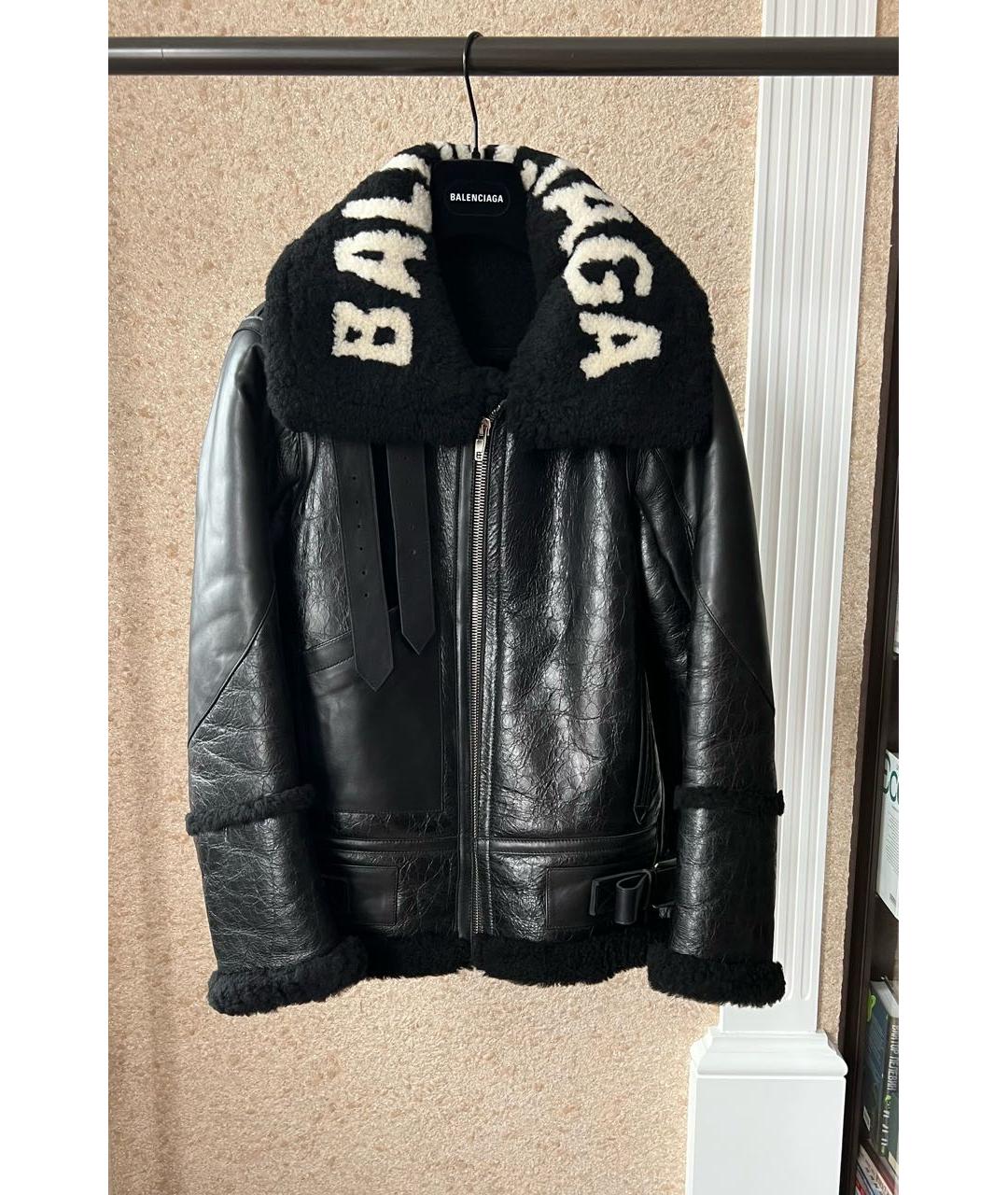 BALENCIAGA Черная кожаная дубленка, фото 7