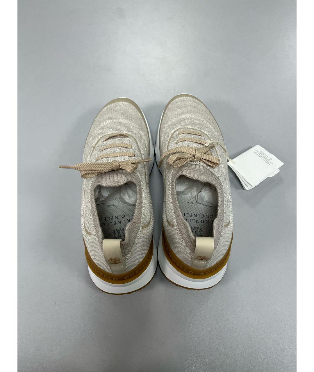 BRUNELLO CUCINELLI Бежевые текстильные высокие кроссовки / кеды, фото 3