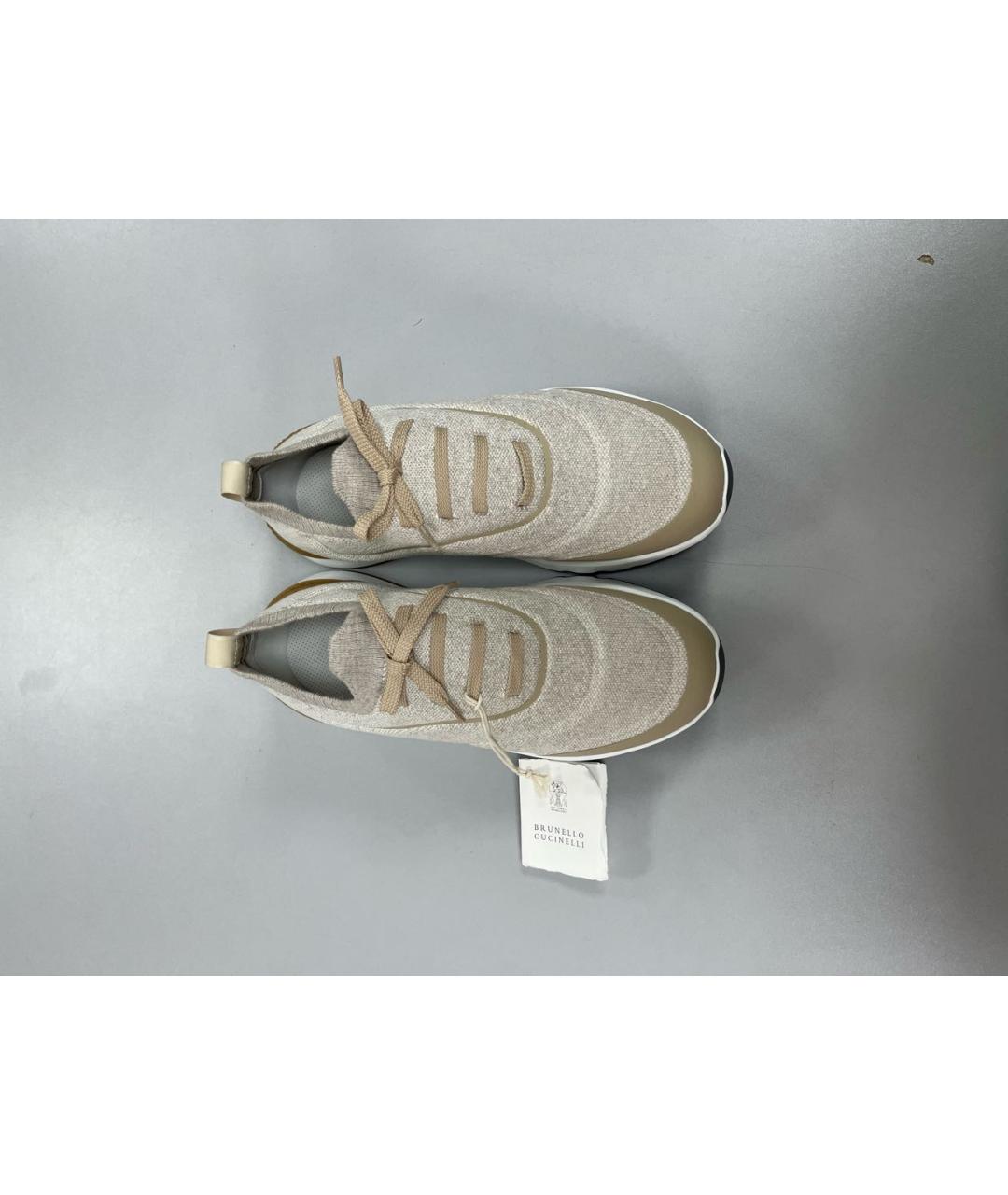 BRUNELLO CUCINELLI Бежевые текстильные высокие кроссовки / кеды, фото 2