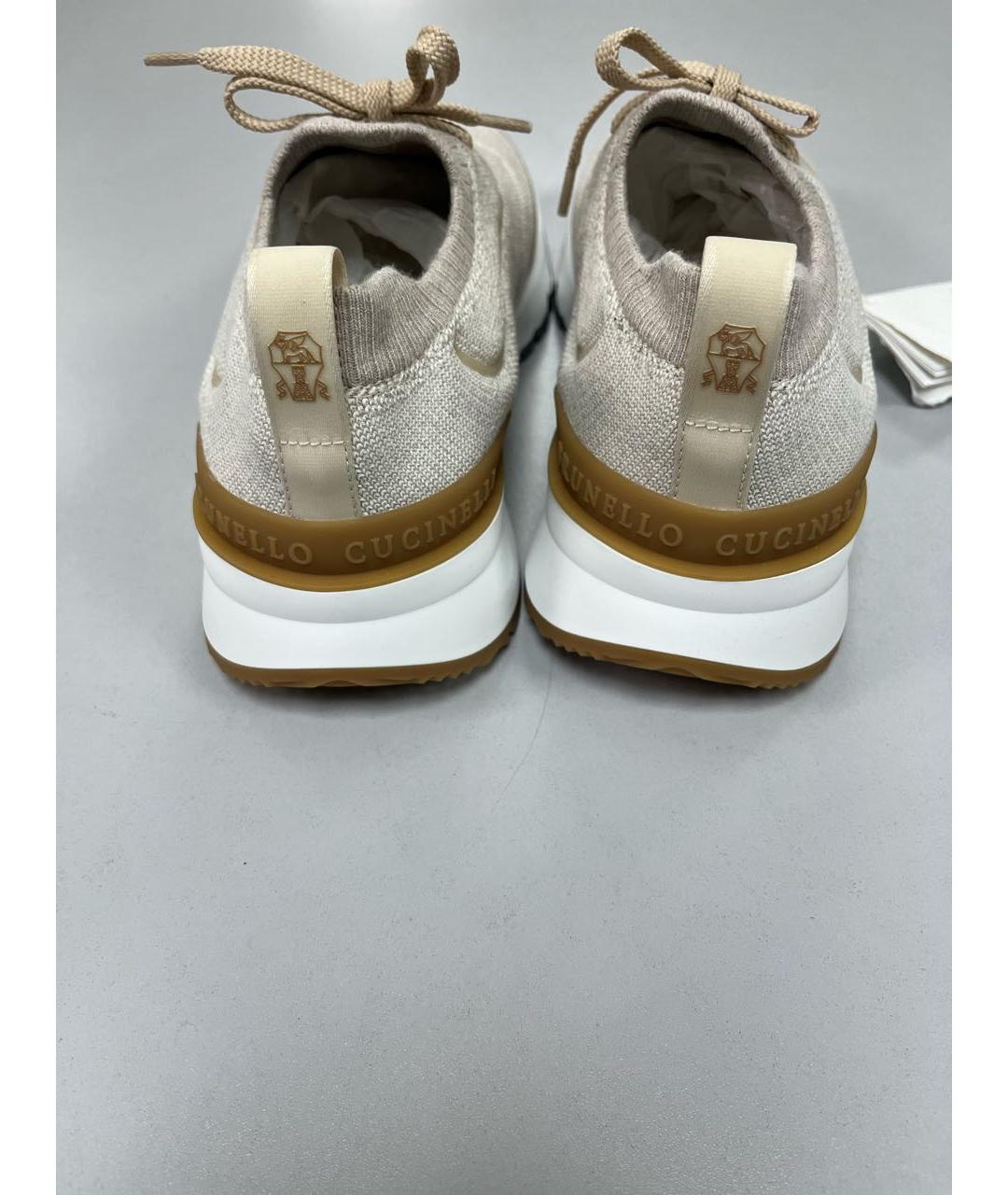 BRUNELLO CUCINELLI Бежевые текстильные высокие кроссовки / кеды, фото 4