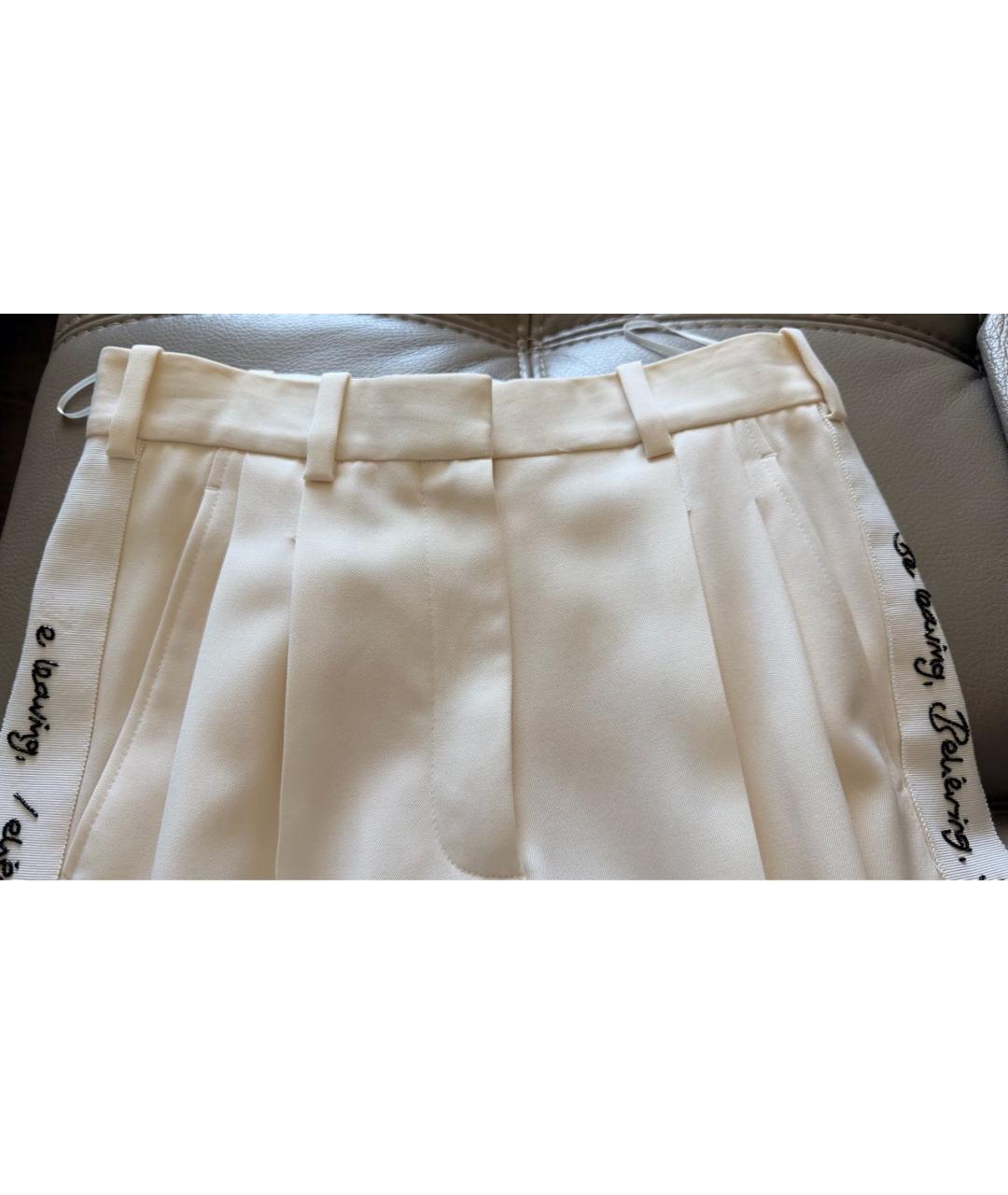 STELLA MCCARTNEY Белые шерстяные прямые брюки, фото 4