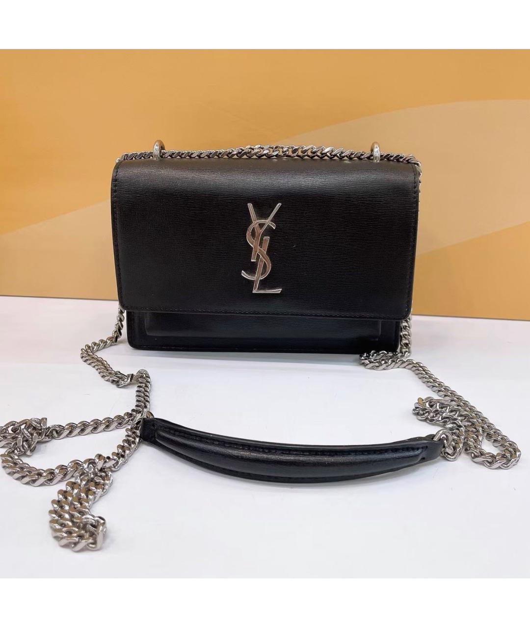 SAINT LAURENT Черная кожаная сумка через плечо, фото 8