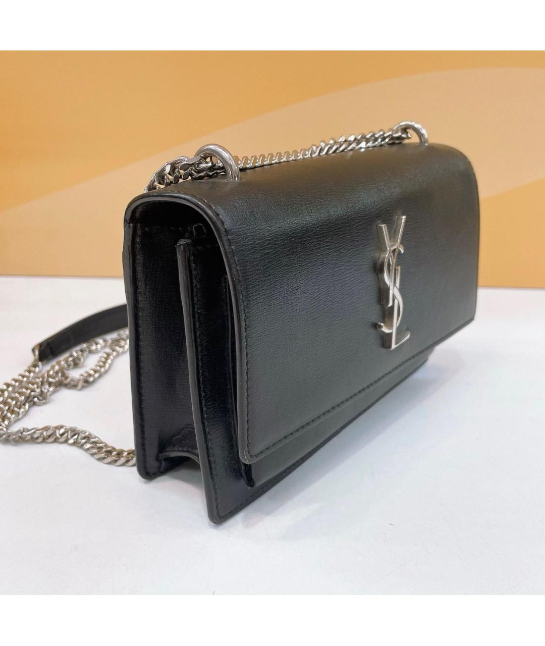 SAINT LAURENT Черная кожаная сумка через плечо, фото 4