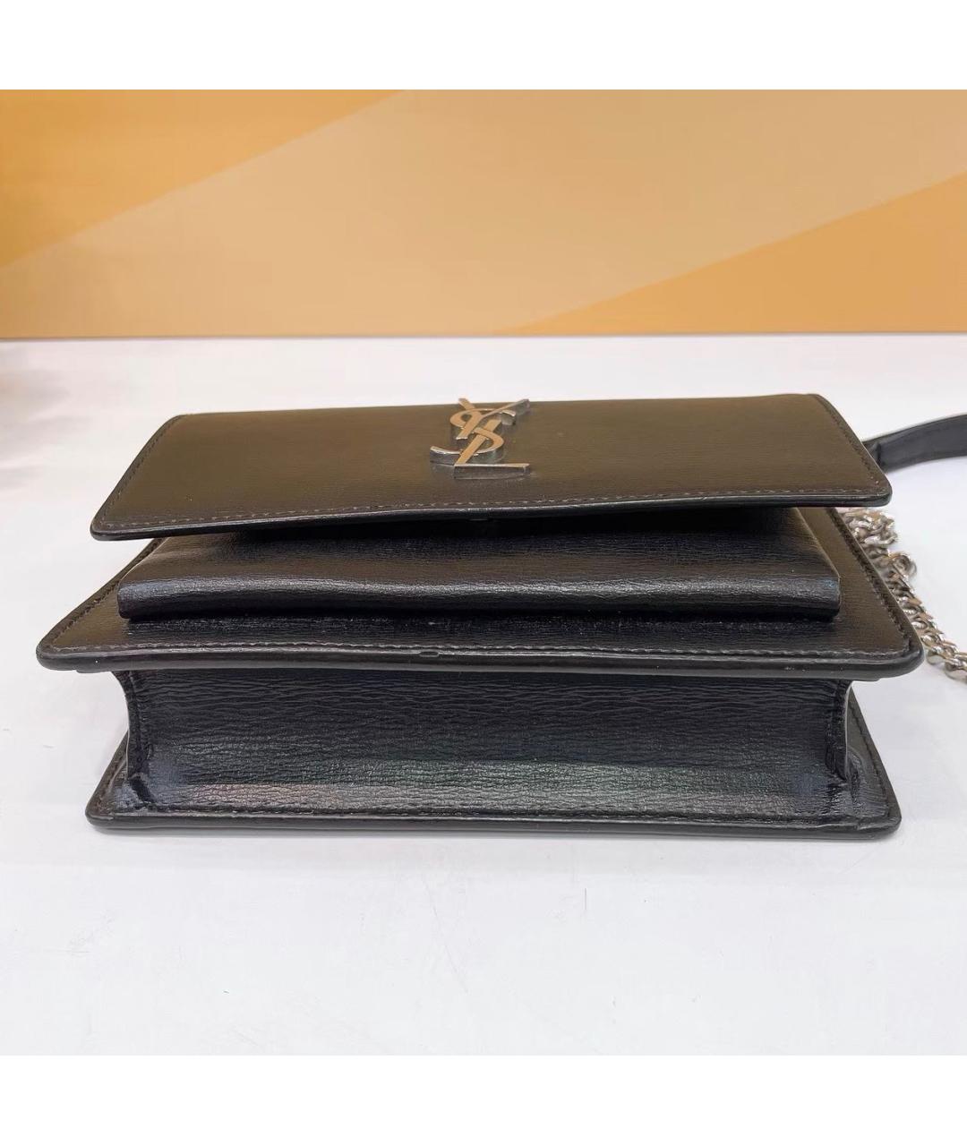 SAINT LAURENT Черная кожаная сумка через плечо, фото 6