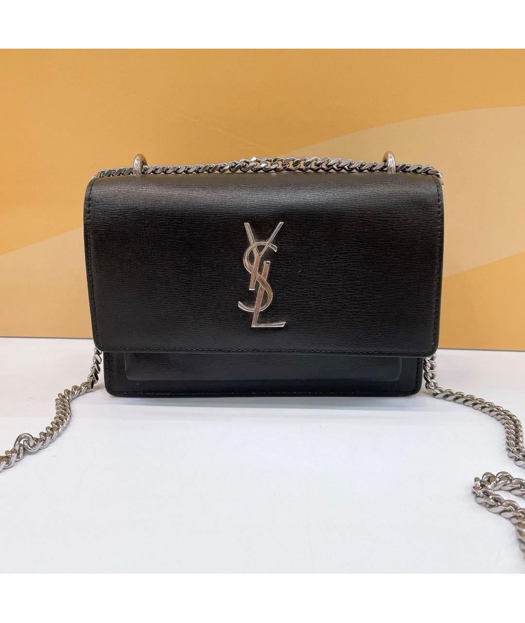 SAINT LAURENT Черная кожаная сумка через плечо, фото 2