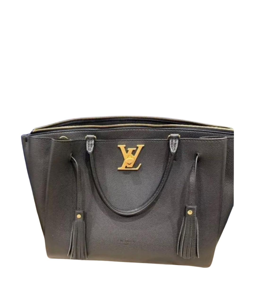 LOUIS VUITTON Черная кожаная сумка с короткими ручками, фото 1