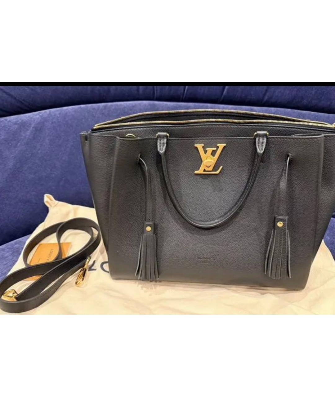 LOUIS VUITTON Черная кожаная сумка с короткими ручками, фото 7